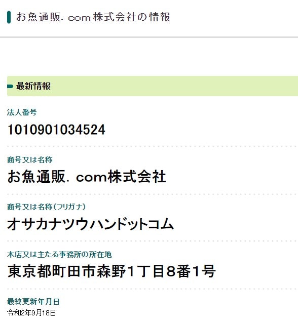 お魚通販.com株式会社の法人番号