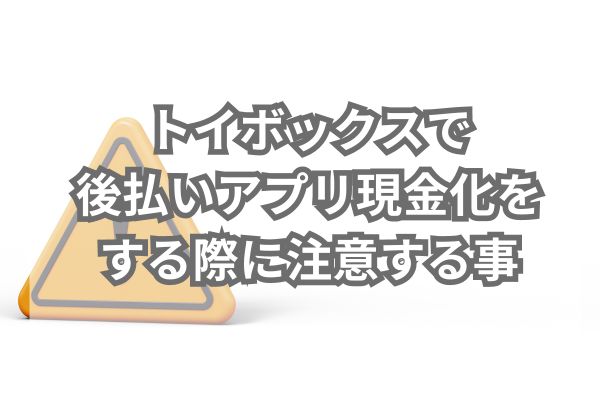 トイボックスで後払いアプリ現金化をする際に注意すること