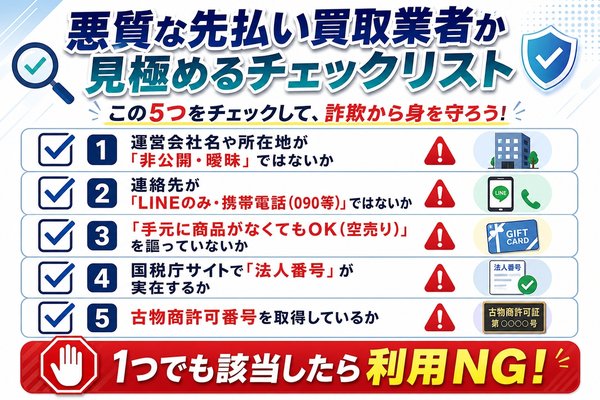 悪質な先払い買取業者か見極めるチェックリスト
