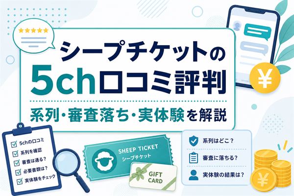 シープチケットの5ch口コミ評判と系列・審査落ち・実体験をまとめたアイキャッチ画像