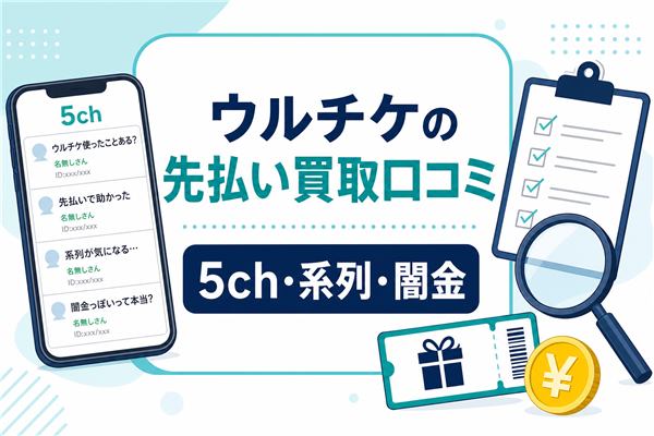 ウルチケの先払い買取口コミ、5ch・系列・闇金を確認するアイキャッチ画像