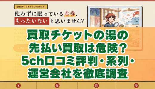 買取チケットの湯の先払い買取は？5ch口コミ評判・系列・審査と注意点を調査